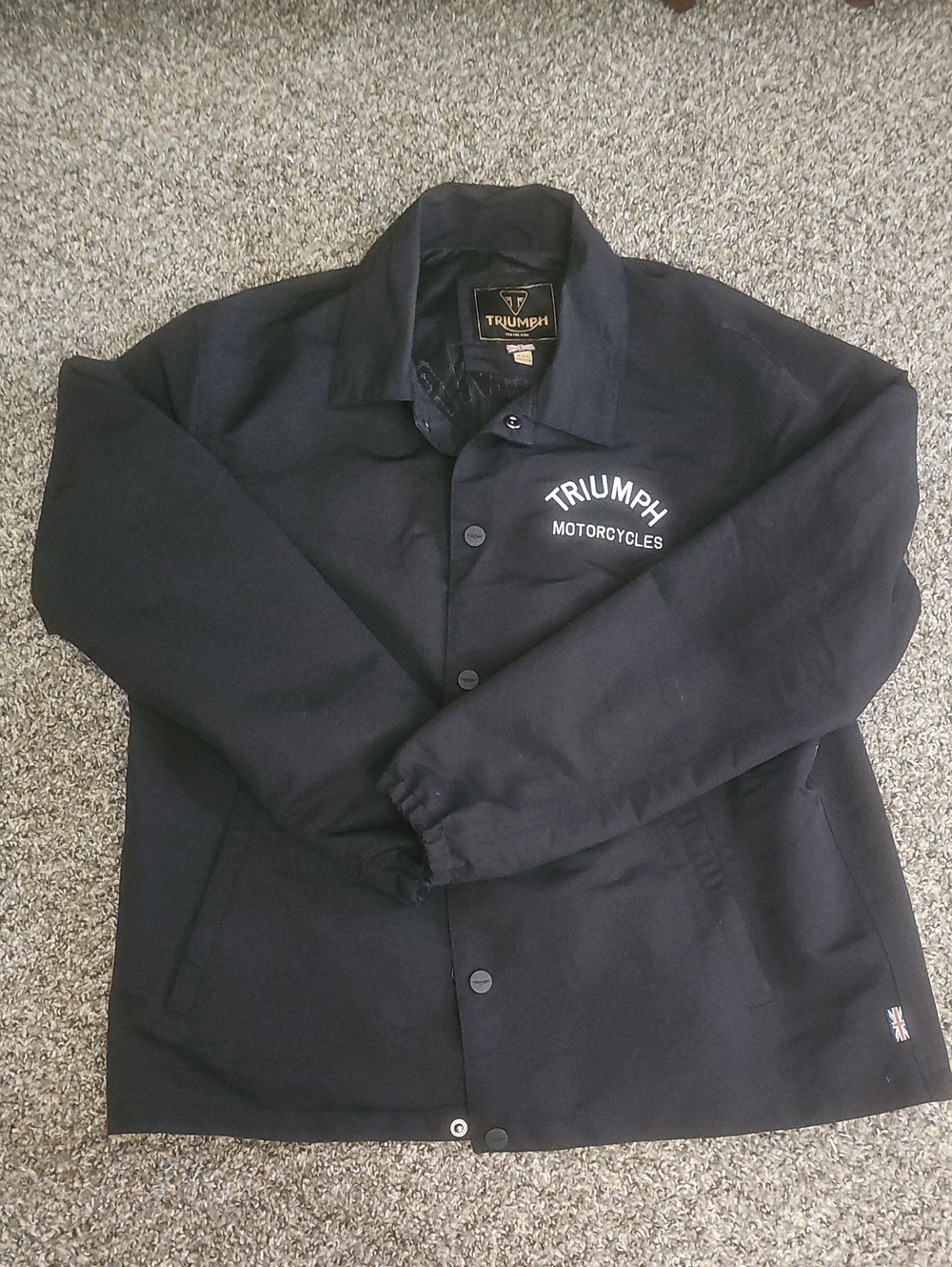 Triumph Black Men's Coach Jacket with White Chest Logo